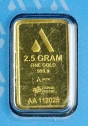 Acre 2.5 Gram .999.9 Fine Gold (limited Edition)