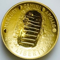 2019-W Gold $5 Apollo 11 50th Anniversary Proof BU