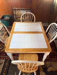 Country Farmhouse Style Dining Table With 4 Matching Chairs
