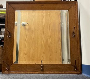 31x31 Antique Oak Mirror With Beveled Glass