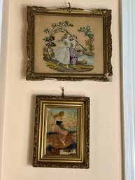 Petit Point Needlework And Antique Oil Painting (DR25)