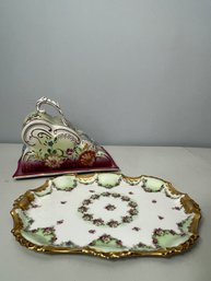 Antique Cheese Plate And Platter (DR37)