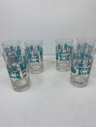 Set Of Six Blue Heaven Drinking Glasses (K10)