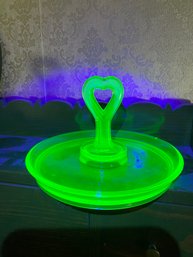 Vaseline Glass Bonbon Dish (K15)