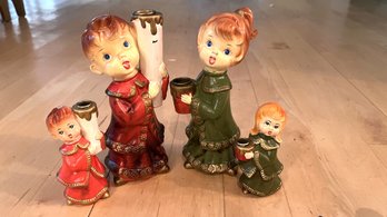 Vintage Mid-Century Christmas Caroler Candle Holders (ch1)