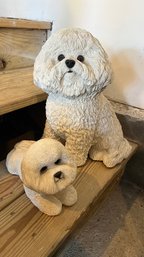 Pair Of Cast Bichon Frise Sculptures (21)