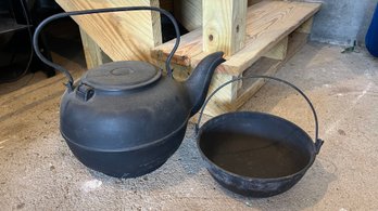 Large Metal Kettle And Cast Handled Pan (26)