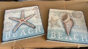 Pair Of Beach Wall Plaques (75)