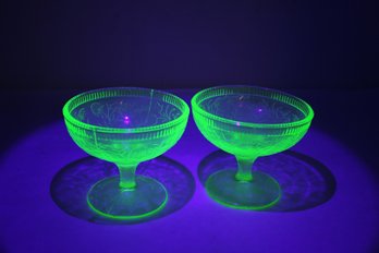 Two Vaseline Glass Sherbets (JD45)