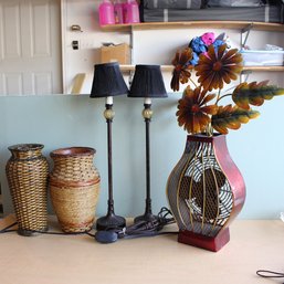 Pair Of Lamps, Two Vases And Table Fan (49)