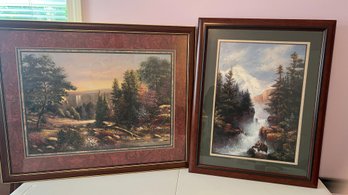 Pair Of Home Interiors Waterfall Scene Prints (205)