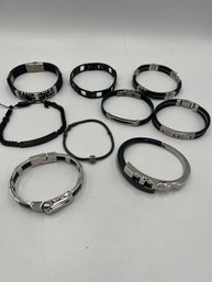 Variety Of Silver And Black Styled Bracelets (j2)