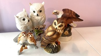 Various Owls And Eagle Figurines (272)