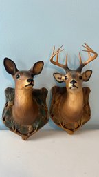 Pair Chalkware Deer Wall Pcs. (281)