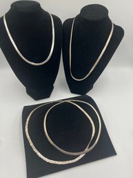 Sterling Herringbone Style Necklaces 70.3g (hB9)