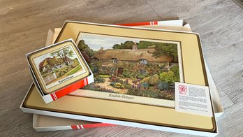 Vintage English Cottage Scene Coasters And Placemat Sets  (291)