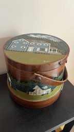 Hand Painted Furkin Bucket Houses Scene (293)