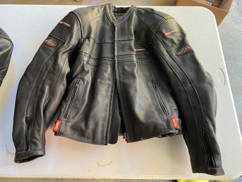 Aprilia Mens Leather Padded Motorcycle Jacket (OS3)