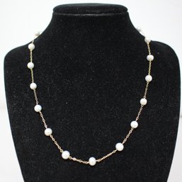 Signed Peter Brown 14K Gold And Pearl Necklace 5.9 Grams (508)