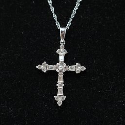 14K White Gold Necklace And Cross 3.2 Grams (515)