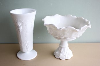 Two Pieces Milk Glass (131)