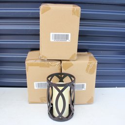 Four Home Reflections Basket Hurricane With Flameless Candle (74)
