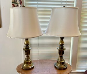 Pair Of Brass Finish Lamps (205)