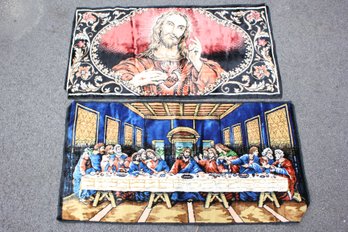 Two Italian Fabric Religious Wall Hangings (161)