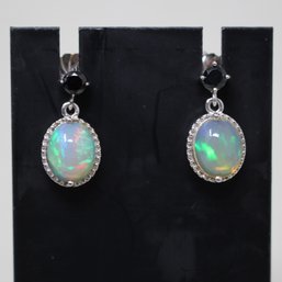 Sterling Silver And Opal Earrings (85)
