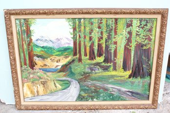Nice Antique Frame And Landscape Painting (311)