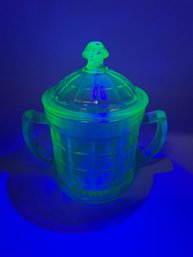 Hazel Atlas Vaseline Glass Sugar Bowl (JD41)