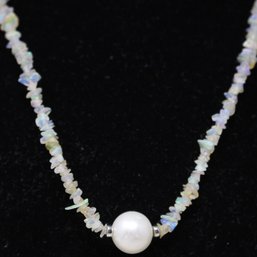 Pearl And Opal Necklace With Sterling Silver Clasp (93)