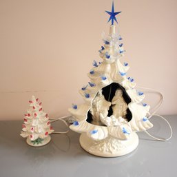 Two Vintage Ceramic Christmas Trees (375)