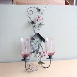 Metal And Glass Candle Holder (382)