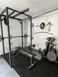 Weight Bench, Pully System, Weights, And Accessories (135)