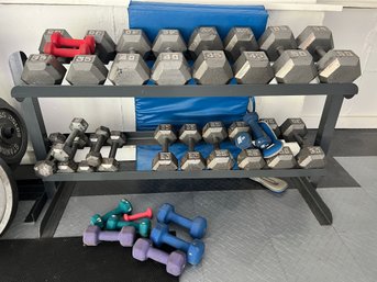 Large Weight Dumbbell Lot And Stand (136)