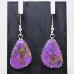 Sterling Silver And Purple Turquoise Earrings (112)