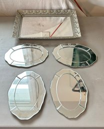 Four Small Wall MIrrors And Mirrored Tray (175)