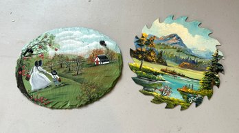 Hand Painted Saw Blade And Slate Piece (176)