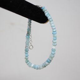 Blue Beaded Bracelet With Sterling Silver Clasp (149)
