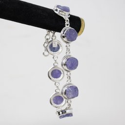 Rough Tanzanite Sterling Silver Bracelet (185)
