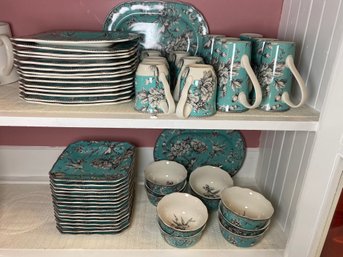 Aqua Dishware With Birds P1