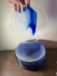 Twenty Blue Swirl Glass Plates