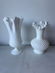 Two Large Fenton Milk Glass Vases (36)