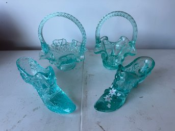 Fenton Glass Shoes And Basket (39)