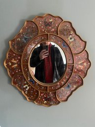Pair Of Red Reverse Painted Mirrors (B3)