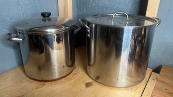 Pair Of Large Stock Pans - One Revere (B9)