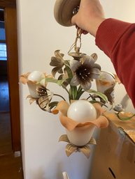 Three Arm Chandelier And Two Single Hanging Lights (AT2)