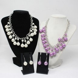 Two Costume Jewelry Necklace And Earrings Sets (232)