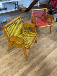 Two Mid Century Kingston Rope Chairs By Robert Kayton (L7)